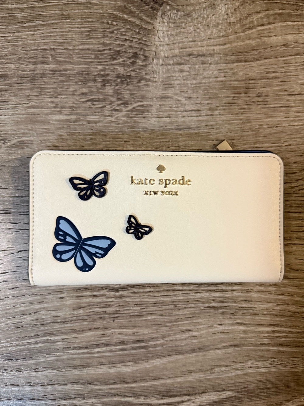 Kate Spade Staci Large Slim Bifold 3DButterfly Wallet Cream Multi
